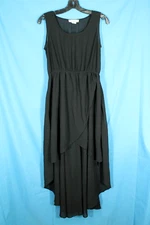 SANS SOUCI Black Chiffon HIGH-LOW DRESS LBD Lined Wrap Front Skirt DANCING sz M