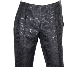 Dolce & Gabbana Women Black Brocade Jacquard Pants IT40 US4 Pleated Y2K Trouser