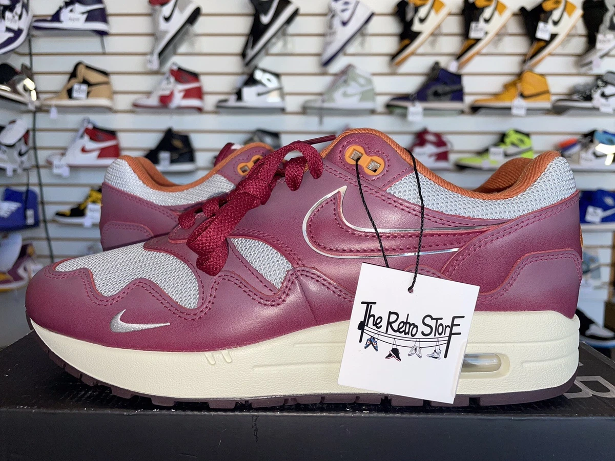 Air Max 1 / Patta Metallic Silver/Rush Maroon