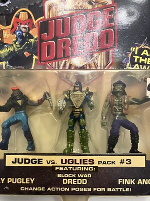 Rare NEW 1995 Judge Dredd Mega Heroes Toy Figurine Set 3 Pugley Dredd Fink Angel