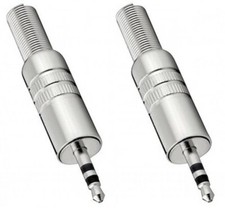 2x METAL Jack Plug 3.5mm Stereo - For Soldering
