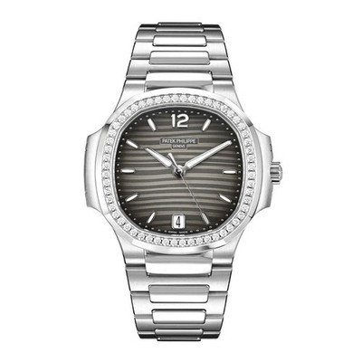 Patek Philippe Nautilus Watch 35MM Grey Index Hour Markers Dial Stainless Steel