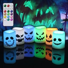 Color Changing Flameless Votive Candles with Remote  Timer - Halloween Decor