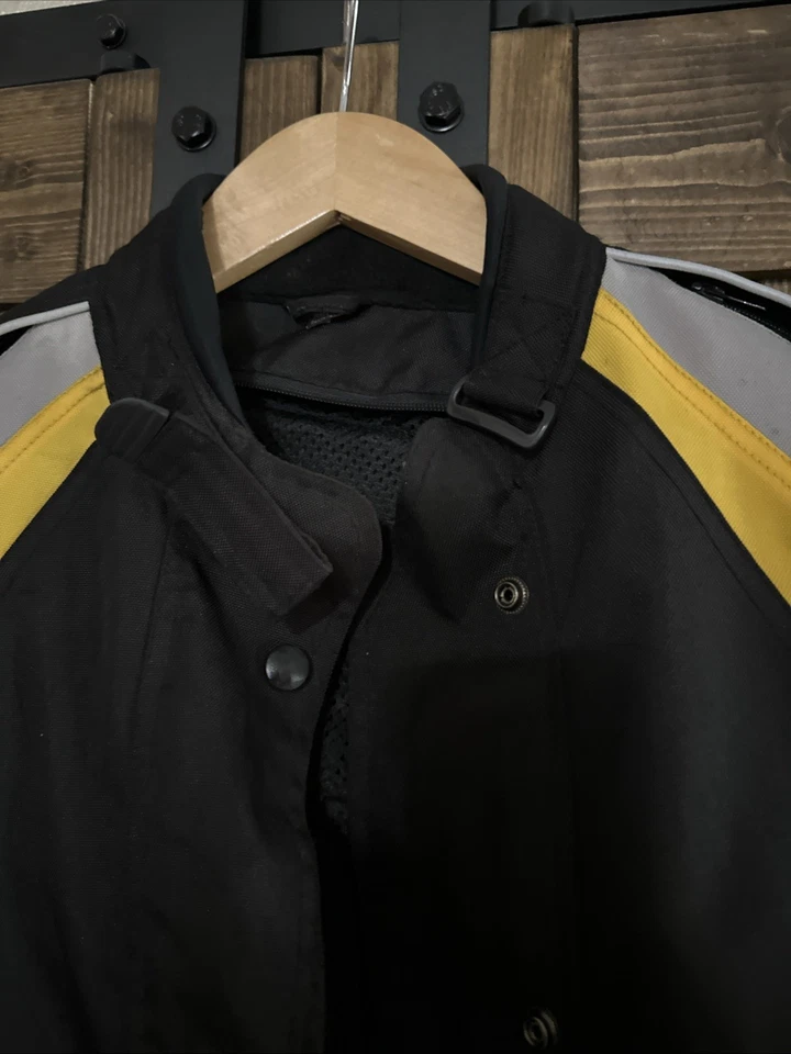 Tourmaster Motorcycle Rain Jacket Mens Yellow Black Lined Vented Sz M - Image 3 of 4