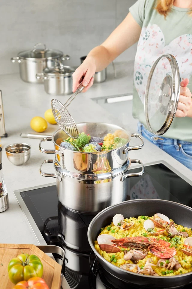 ELEGANCE Dämpfer Ø 20 cm Edelstahl 18/10 Schüttrand Innenskalierung Glasdecke... - Bild 4 von 4