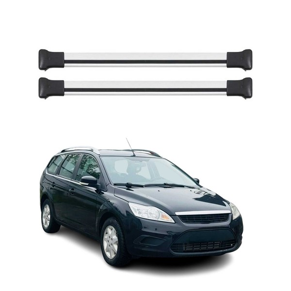 DachträGer GrundtäGer FüR Ford Focus Turnier 2004-2011 75Kg Silber Alu 2 Tlg-image