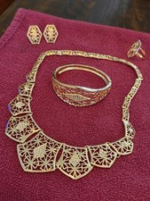 Gold Plated Fashion Statement Jewelry 4 Piece Set