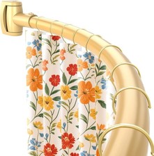 Gold Curved Shower Curtain Rod,35-76 Inches Adjustable 33-78",