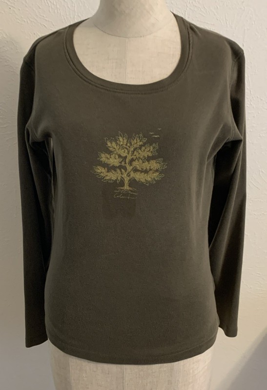 Columbia Olive Long-Sleeve Graphic Tee with Tree Logo SP