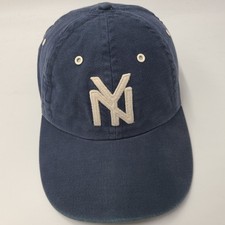 Vintage New York Black Yankees Hat Strapback (Fits Small) Blue Marlin Blue White