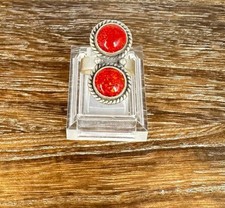 Native Southwest Style Sterling Silver Multi Stone Red Fire Opal Ring 4.75 Adj