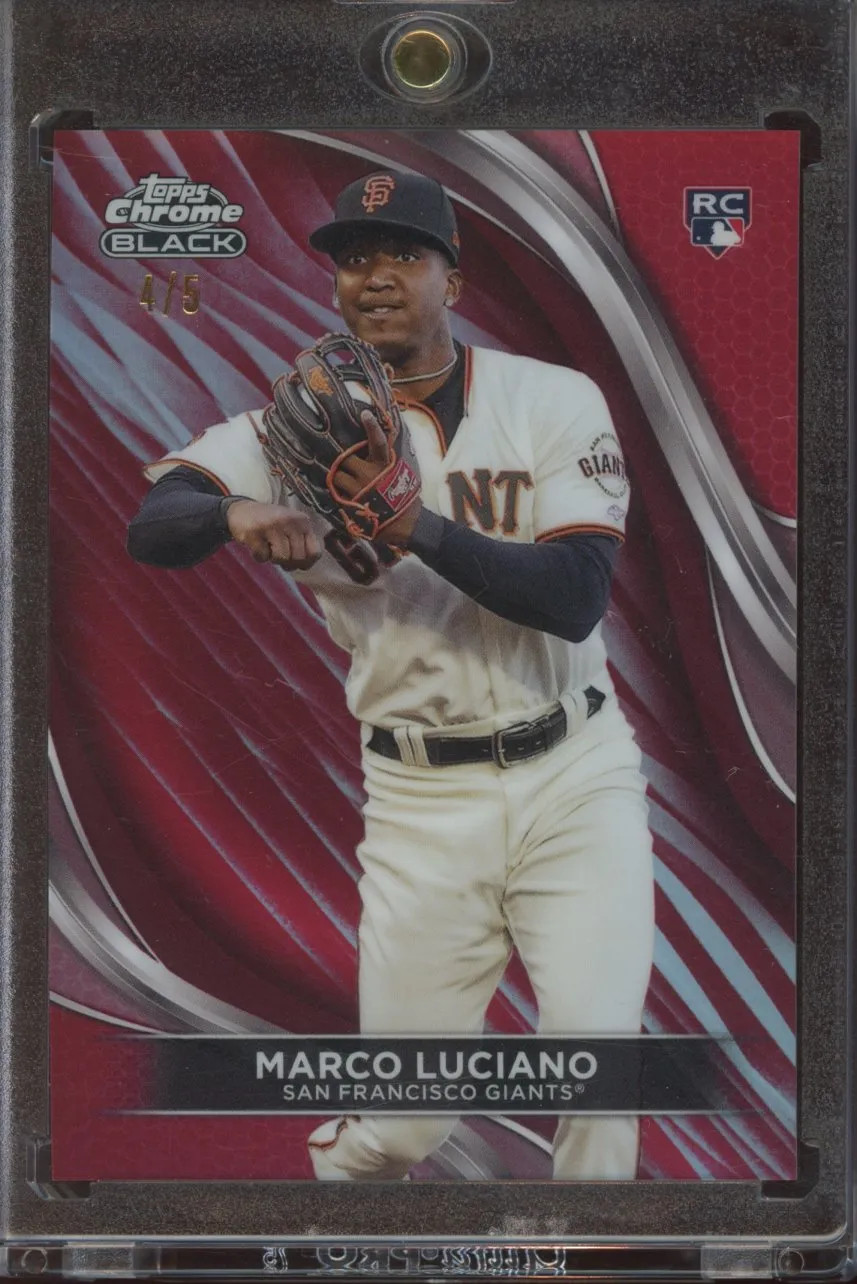 2024 Topps Chrome Black Marco Luciano Red Refractor Rookie /5 #7