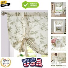 Linen Floral Valance Tie up Curtains for Small Windows 54 Inch Farmhouse Kitc...