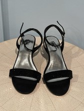 Black Strap With Rhinestones Heel Shoes