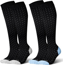 Bamboo Viscose Graduated Compression Socks for Women Men - Cushioned Knee-High 2