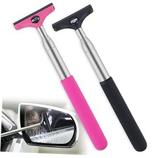 Side Mirror Squeegee, 2 PCS Car Mirror Squeegee, Retractable Car Black and Pink