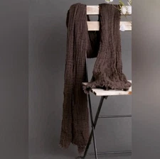 100% Cotton LAUDE the Label Bubble Gauze Scarf in Carob Chocolate Brown Wrap