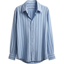 Dolce & Gabbana Mens Blue Striped Cotton Button Down Shirt Made in Italy 16.5 42