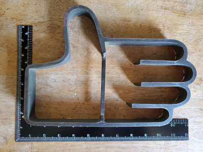 Large Iron Steel Hand Work Glove Pattern Leather Die Punch Vintage Antique