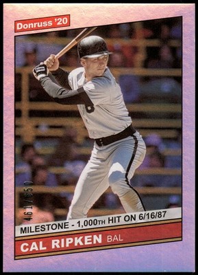 2020 Donruss #224 Cal Ripken Jr. Milestone Stat Line Starting swing #/650