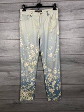 Womans Vintage Roberto Cavalli Floral Jeans Print PAnts Size L Blue