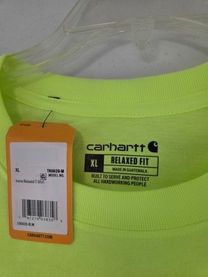 Carhartt Men's XL Irvine Relaxed Fit SS T-Shirt NWT Bright Lime
