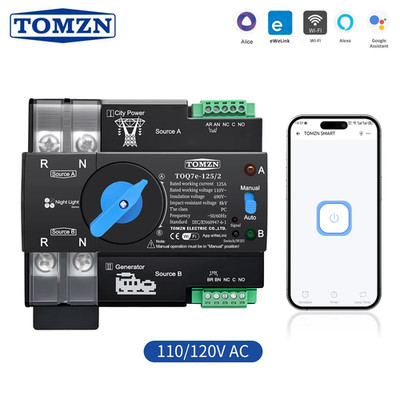 AC110V 120V WIFI Smart ATS Dual Power Automatic Transfer Selector Switch Uninter