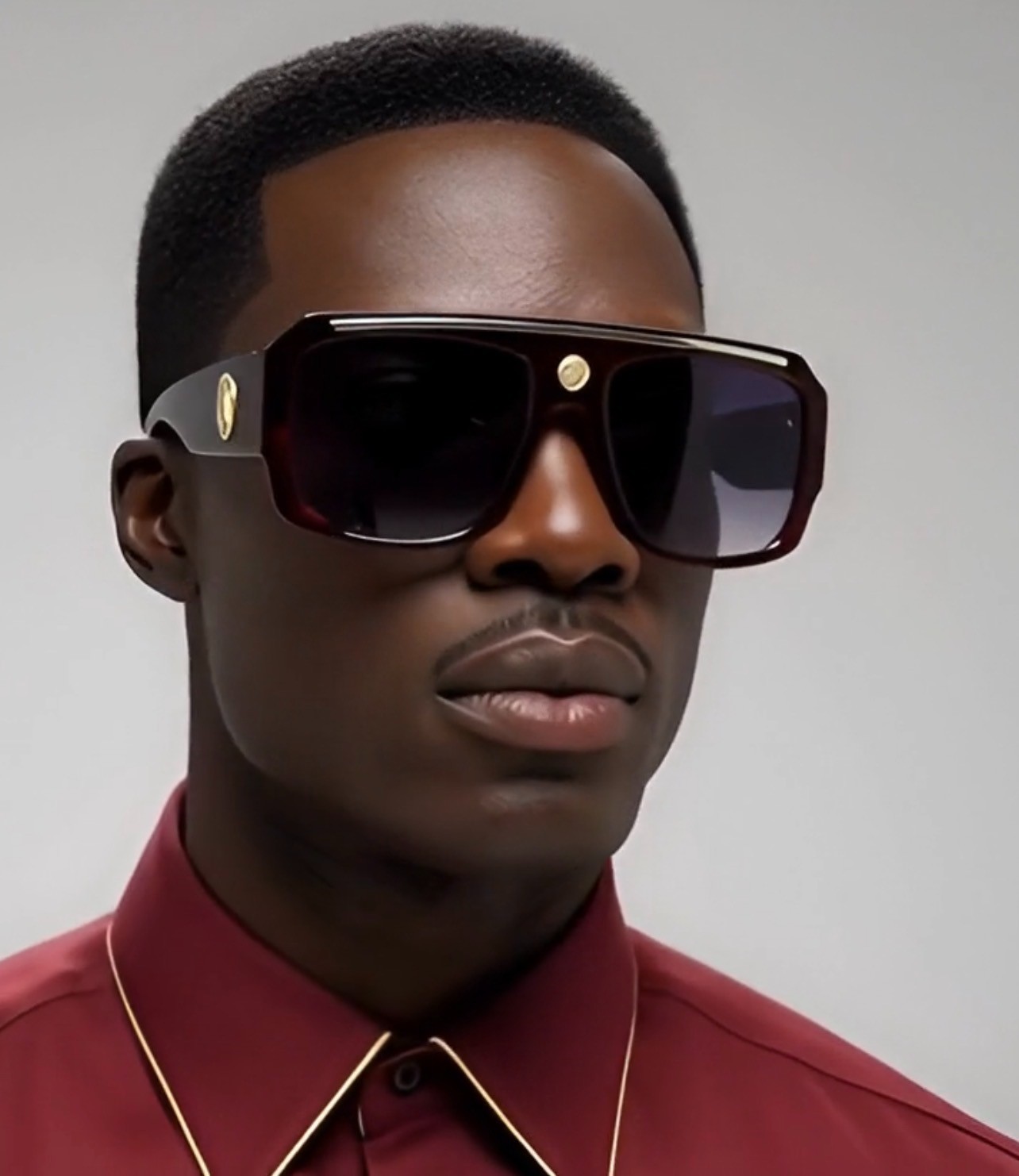 Men's Sunglasses Fashion Dark Black Lens Brown White Thick Frame Designer Hot