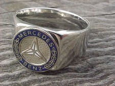 Mercedes Benz Blue Chrome Ring Size #13 NOS Unique Logo Hi-Quality Custom Class