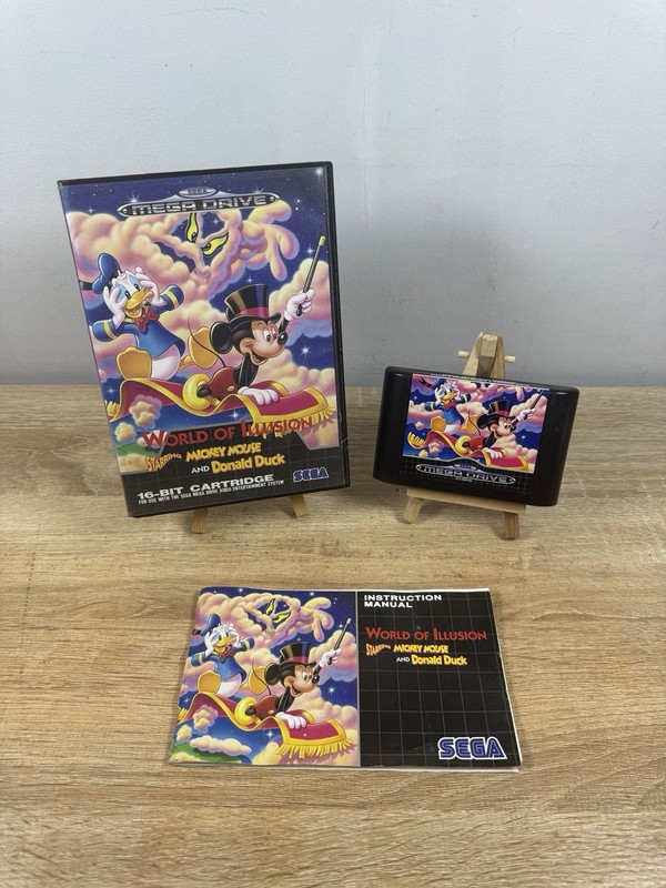 Sega Mega Drive World Of Illusion Mickey Mouse - Complete With Manual - Working