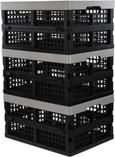 16-Liter Folding Crates Storage Collapsible Container Plastic Set of 3