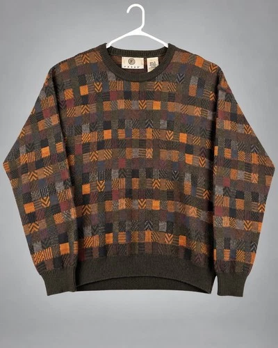 Vintage Farah 90s Patchwork Geometric Knit Sweater XL - product listing photo