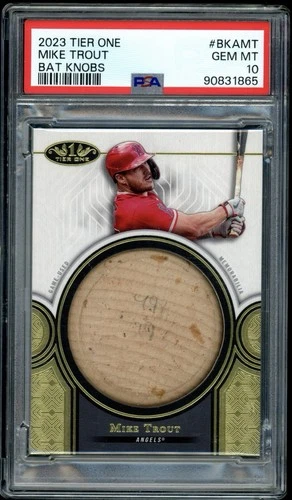 Mike Trout 2023 Topps Tier One Bat Knobs Patch Relic Knob #BKAMT PSA 10 Gem Mint