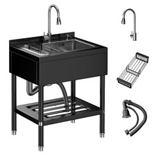 Stainless Steel Utility Sink 25.7x20.7x39.5 Inch Freestanding Restaurant Sink