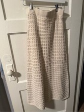 NWOT Freshman 1996 Cream Crochet Knit Maxi Skirt 90s Boho Cottagecore Medium