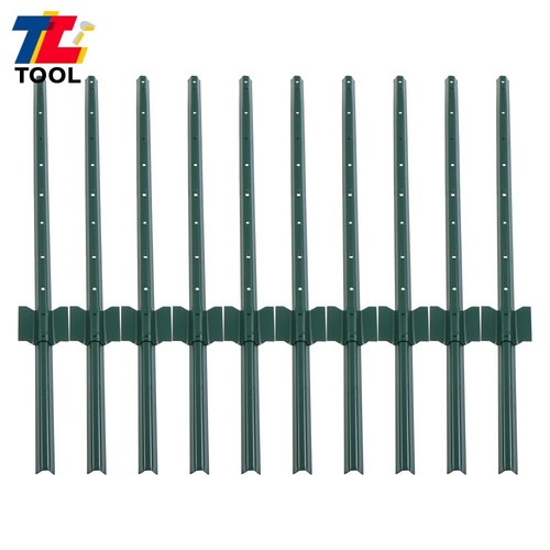 10 PCS Metal Green Fence Posts 3 FT Heavy Duty U-Post For Garden Yard Farm Lawn - Picture 1 of 21