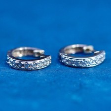 0.5  , vermeil yellow gold over Sterling silver hoop earrings, 925 huggie w/ cz