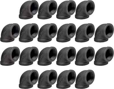 20 PACK 1/2'' Pipe Fitting Elbow, Rustic Industrial Style Black Malleable Iron