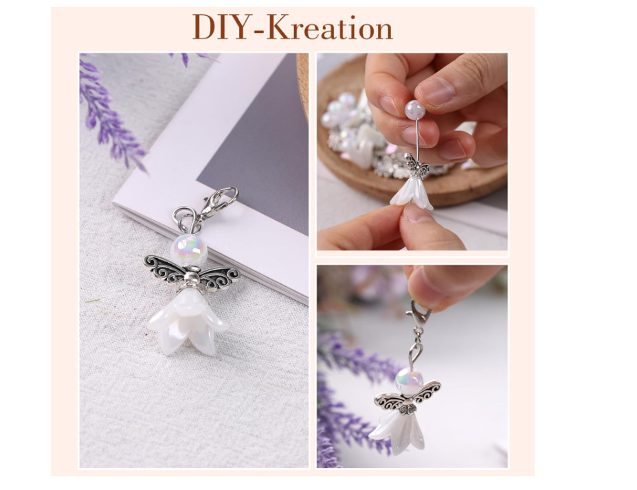 50x Bastelset Schutzengel Charms Engel Perlen Glücksbringer Hochzeit