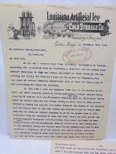 1903 Louisiana Artificial Ice & Cold Storage Co. Letter -Anheuser-Busch Agents