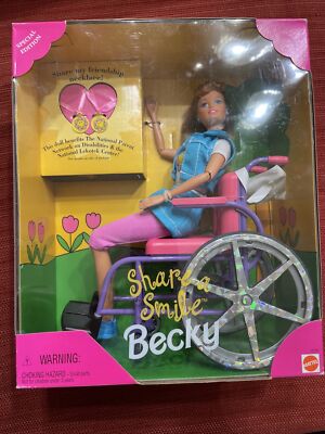 1996 Mattel Barbie Share a Smile Becky Doll & Wheelchair Special
