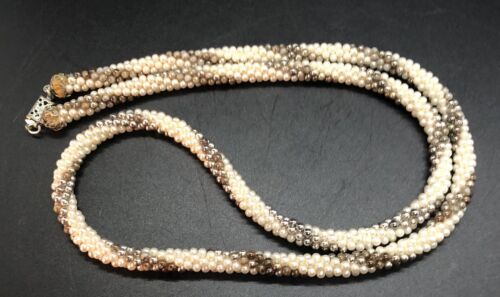 Vintage Faux Seed Pearl Rope Necklace-Stunning B4 - image 1