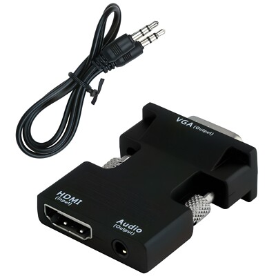 HDMI Female to VGA Male Converter with Audio Adapter Support 1080P Signal Output