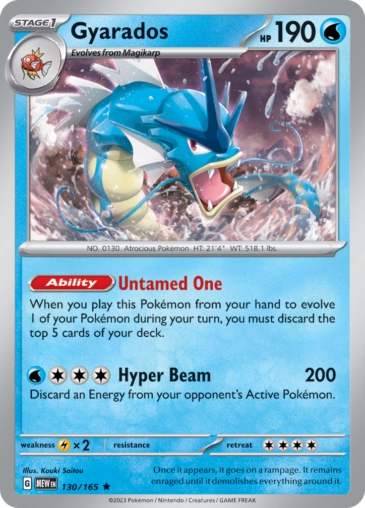Pokémon TCG Gyarados 130/165 Scarlet & Violet: 151 Holo Rare