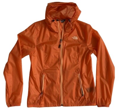 orange north face rain jacket