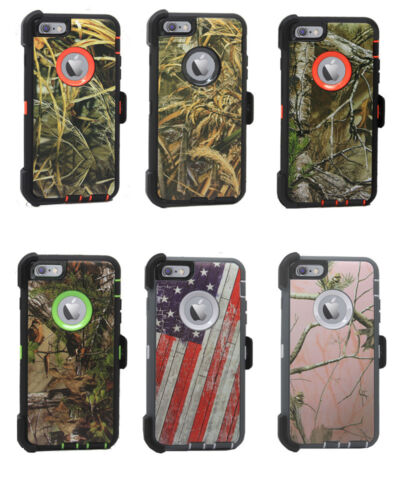 For iPhone 6 6S (4.7") Defender Camouflage Case w/ Screen & Clip Fits Otterbox - Photo 1 sur 10