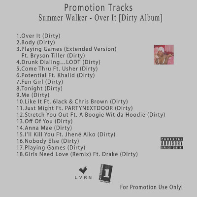 R&B/Soul.. White CD. Summer Walker - Over It [Dirty Album]