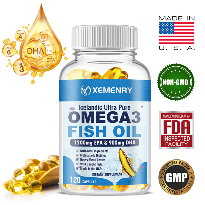 Cápsulas de aceite de pescado Omega 3 4500 mg - 3x fuerza EPA y DHA máxima potencia 120 un.