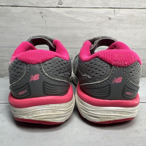 New Balance 680 V5 Tech Ride Kids Sneaker Size 6 Gray/Pink 680v5 Techride Child - Picture 4 of 8