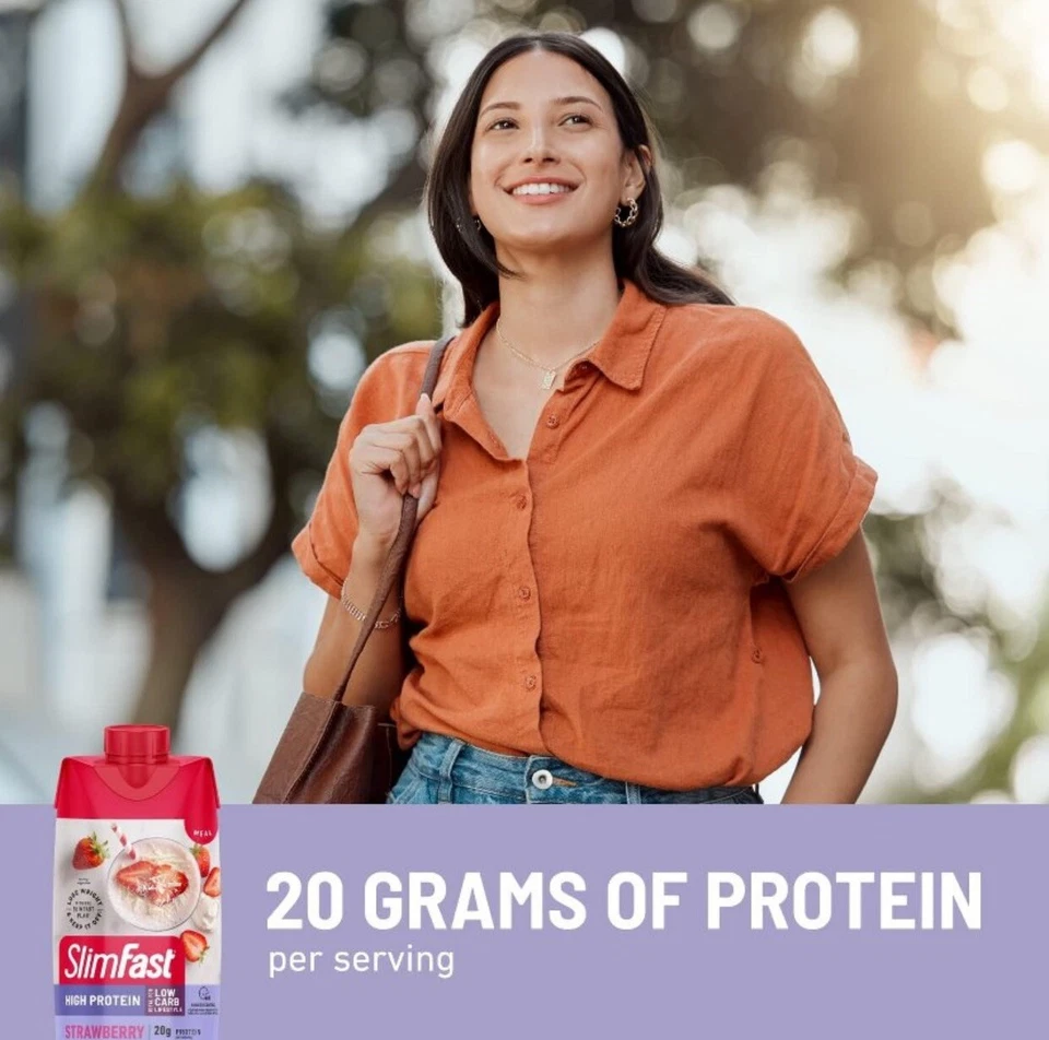 Batidos de reemplazo de comidas Slim Fast High Protein ~ Fresa y crema ~ 11 oz. 24 ct. Foto 3 de 4